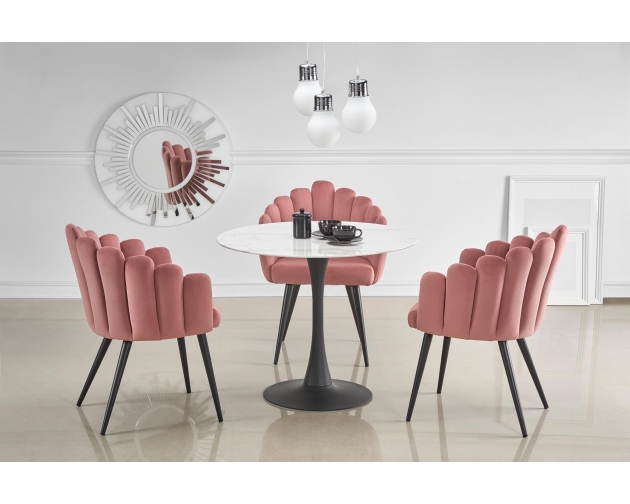 K410 krzesło różowy velvet, nogi czarne